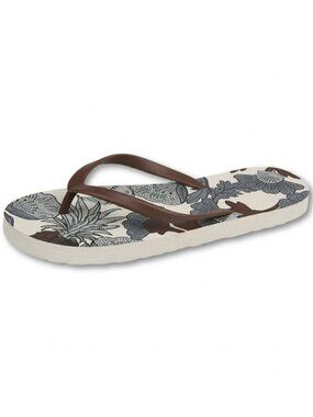 Women's Flip Flops with Floral Print, Comfortable Summer Beach Sandals Non-Slip